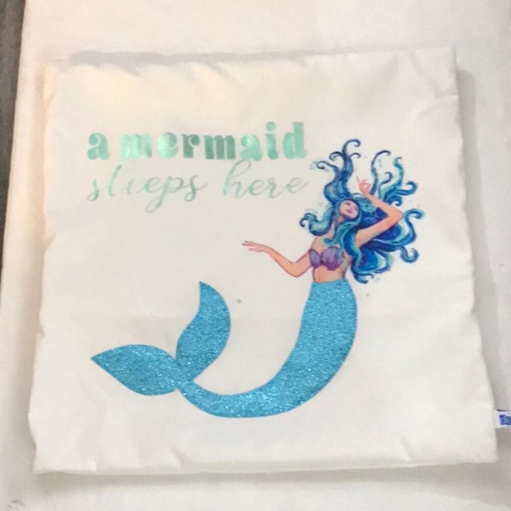Dell “ A Mermaid Sleeps Here”  Pillow Cover NEW Fairycore Whimsy Cozy Mermaid
